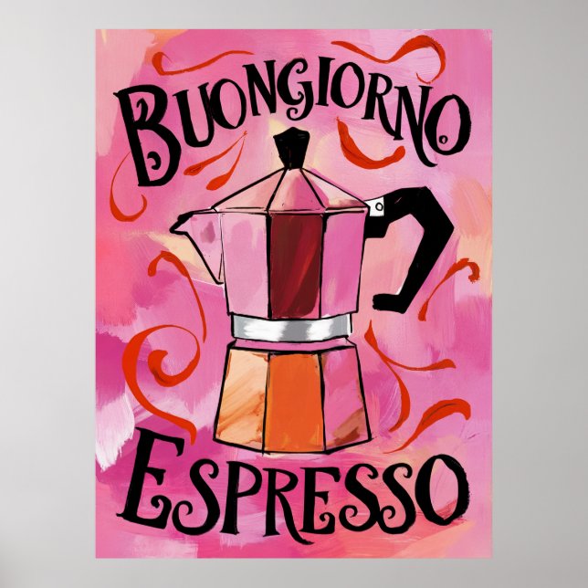 Poster Buongiorno Espresso Italiano Moka Café Arte (Frente)