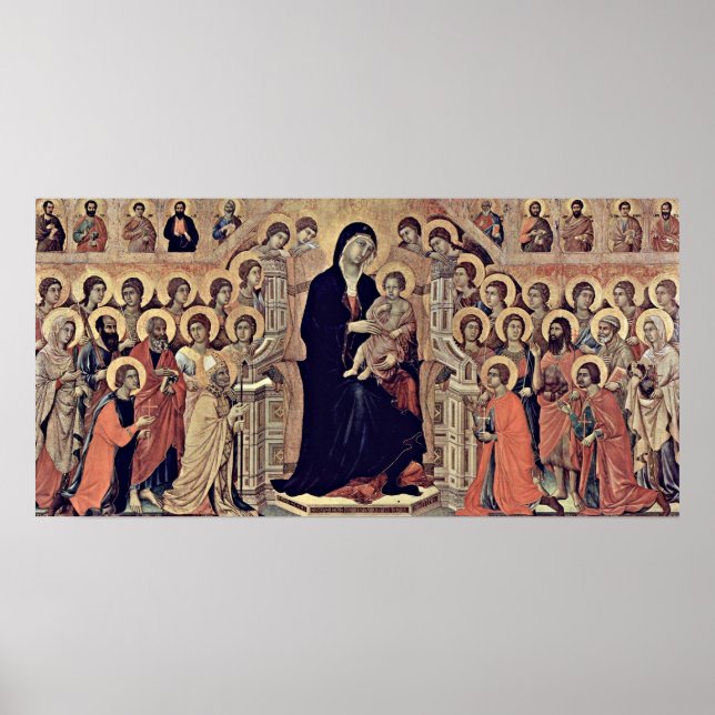 Poster Buoninsegna - Anjos entusiasmados Madonna e crianç (Frente)