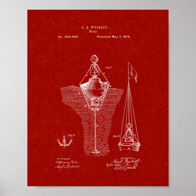 Poster Buoys Patent - Vermelho Borgonha (Frente)
