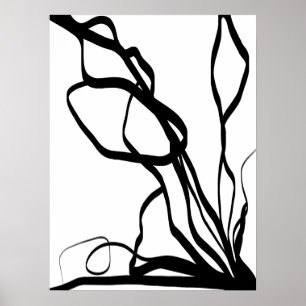 Poster Buquê Blanc: Abstrato branco e preto