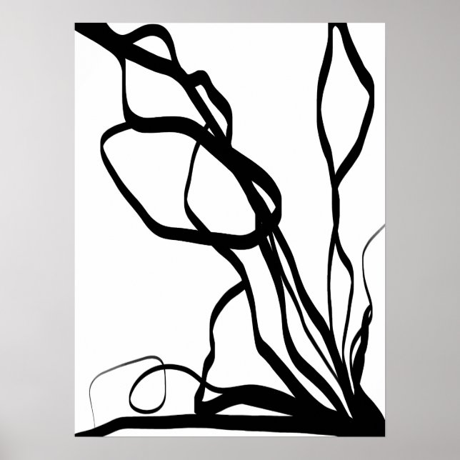Poster Buquê Blanc: Abstrato branco e preto (Frente)