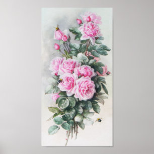 Póster Buquê cor-de-rosa dos rosas do vintage