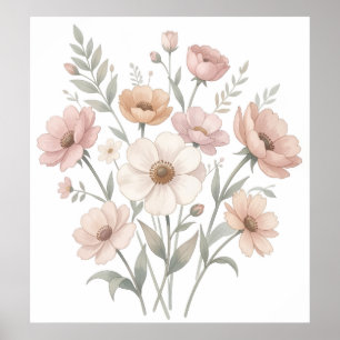 Poster Buquê de Anêmona Suave Aquarela de Suavidade