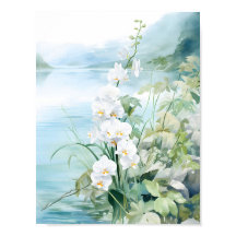Buquê de Aquarela da Orquídea Azul Elegante