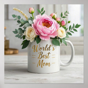 Poster Buquê de aquarela flexível (pénicas, rosas)