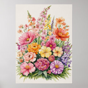Poster Buquê de flor selvagem florescente