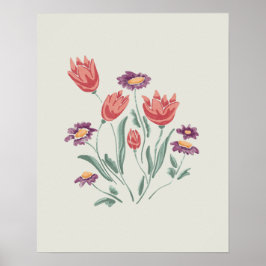 Poster Buquê de Flores Arranjos Florais Delicados