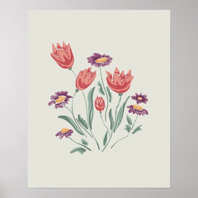 Poster Buquê de Flores Arranjos Florais Delicados  (Frente)