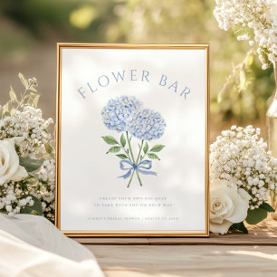 Poster Buquê de Flores Barra de Hortênsias Azuis