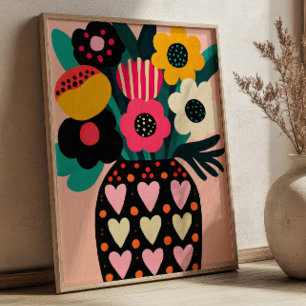 Poster Buquê de Flores Coloridas Arte Floral Maximalista