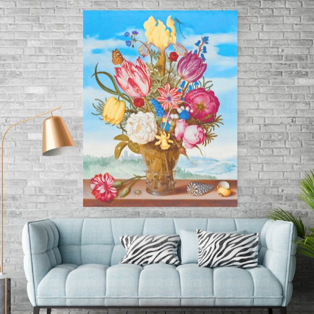Poster Buquê de Flores numa Cornija (1619) por Bosschaert (Criador carregado)