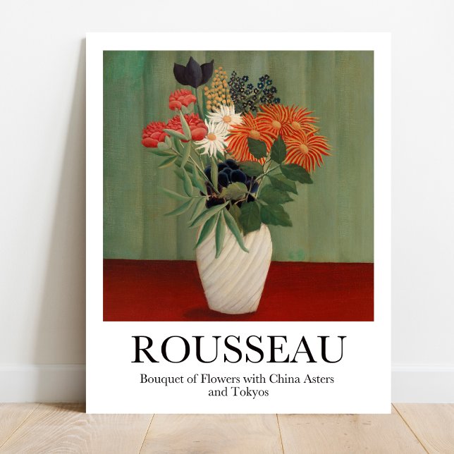 Poster Buquê de Flores por Henri Rousseau (Bold & Beautiful: Rousseau's "Bouquet of Flowers." Vibrant art poster)