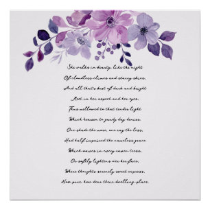 Póster Buquê de flores roxas aquarela