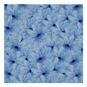Póster Buquê de Flores Selvagens Azuis de Aquarela