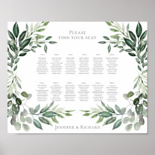 Poster Buquê de Folhagem do Gráfico de Casamento
