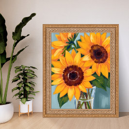Poster Buquê de Girassóis | Floral Amarelo em Aquarela