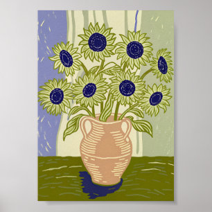 Poster Buquê de Girassóis Rústicos em Vaso de Barro