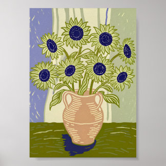 Poster Buquê de Girassóis Rústicos em Vaso de Barro 