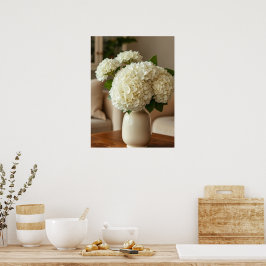 Poster Buquê de Hortênsia Branca em Vaso – Floral Elegant