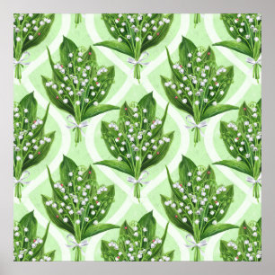 Poster Buquê de lilly das flores do vale em verde