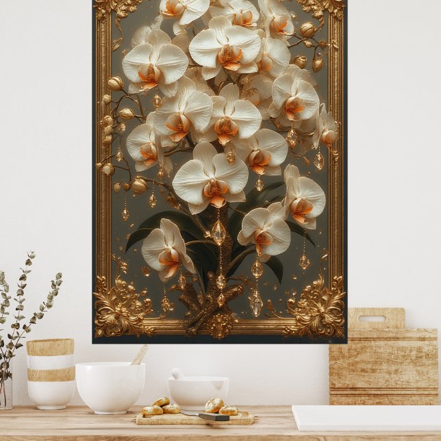 Poster Buquê de Orquídea Branca Elegante (Cozinha)