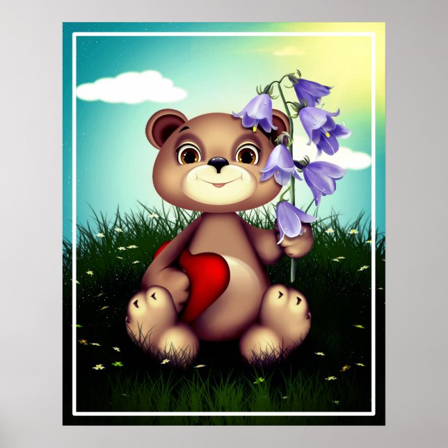 Poster Buquê de retenção do urso Flor-39920 (Frente)