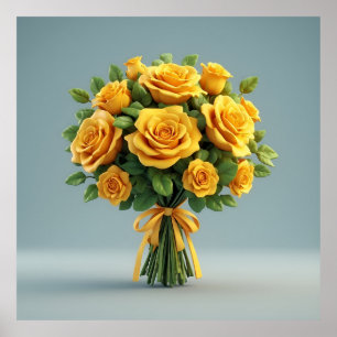 Poster Buquê de Rosas Amarelas Brilhantes