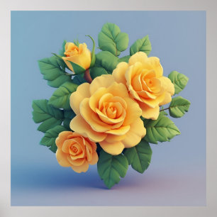 Poster Buquê de Rosas Amarelas Brilhantes