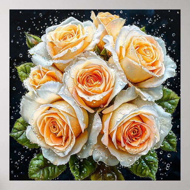 Poster 🌹 Buquê de Rosas Brancas Elegantes para Casa Calm (Frente)
