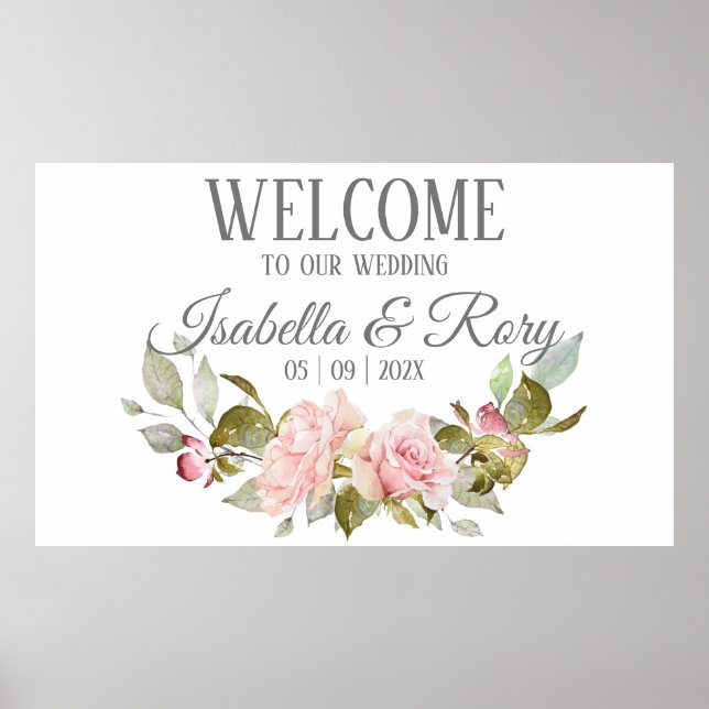 Poster Buquê de Rosas Cor-de-Rosa Casamento (Frente)