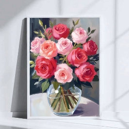 Poster Buquê de Rosas | Pintura em Aquarela Floral Vermel