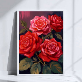 Poster Buquê de Rosas | Pintura em Aquarela Floral Vermel