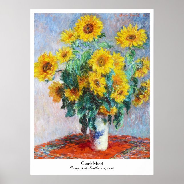 Póster Buquê de Sunflower, 1880 Claude Monet (Frente)