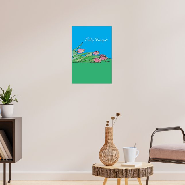 Poster Buquê De Tulipa Que Fica Verde E Azul (Sala de Estar 3)
