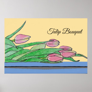 Poster Buquê de Tulipas em uma Mesa