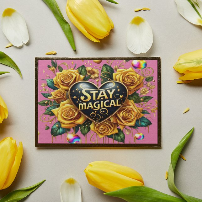 Poster Buquê Encantador de Rosas Ouros E Coração 10x8 (Criador carregado)