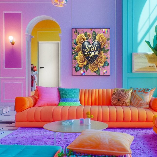 Poster Buquê Encantador de Rosas Ouros e Coração 18x24 (Criador carregado)