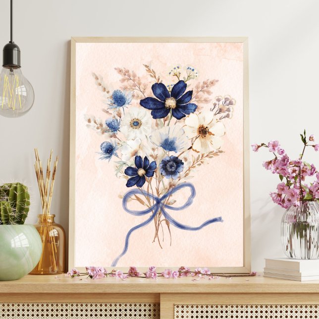 Poster Buquê Floral de Flores Azuis em Aquarela (Criador carregado)