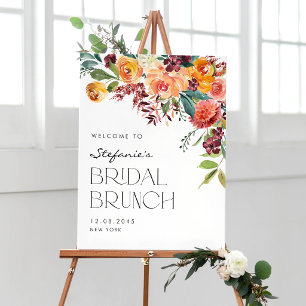 Poster Buquê Floral de Outono em Aquarela para Brunch de 