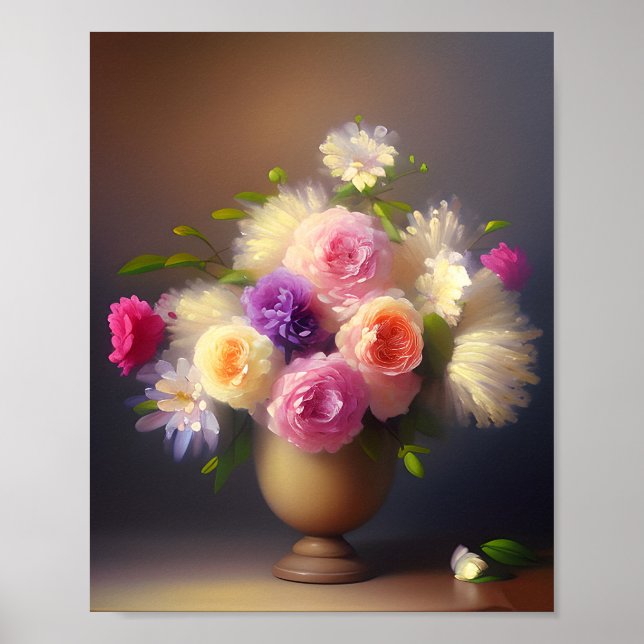 Poster Buquê floral de pastel suave (Frente)