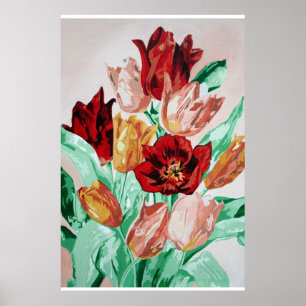 Póster Buquê Floral de Tulips, Belo Bronzeado