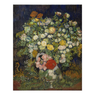 Póster Buquê Floral Impressionista Vintage Van Gogh