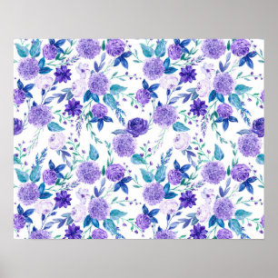 Poster Buquê Floral Purple de Watercolor Elegante 