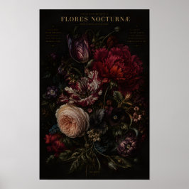 POSTER BUQUÊ FLORAL ROMÂNTICO ESCURO VINTAGE