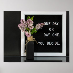 Poster buquê lilás com citação inspiradora