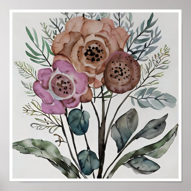 Poster Buquê Minimalista de Flores (Frente)