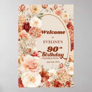 Poster Buquê outono flores ferrugem 90 aniversário Bem-vi
