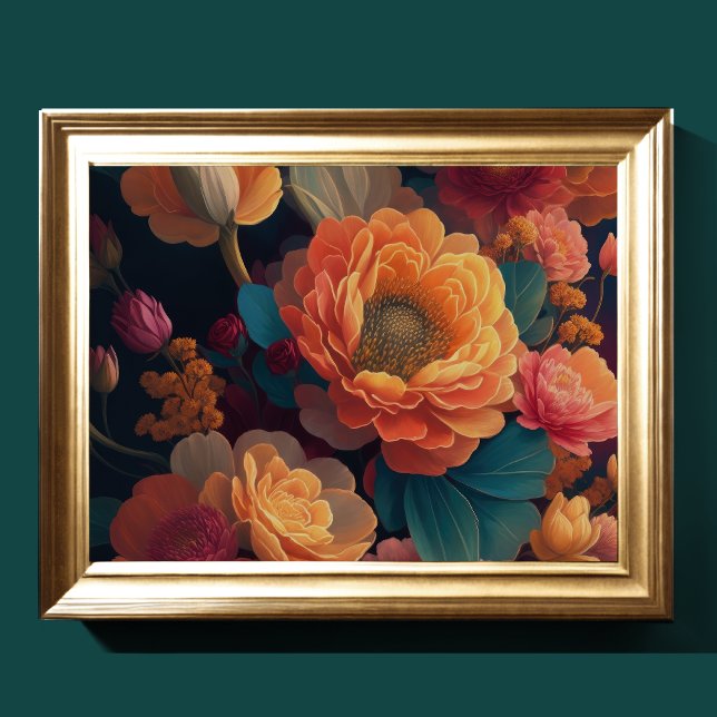 Poster Buquê Pintado de Flores Negrito 4:3 (Criador carregado)