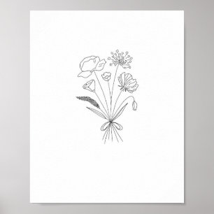Poster Buquê preto e branco, flores, floral