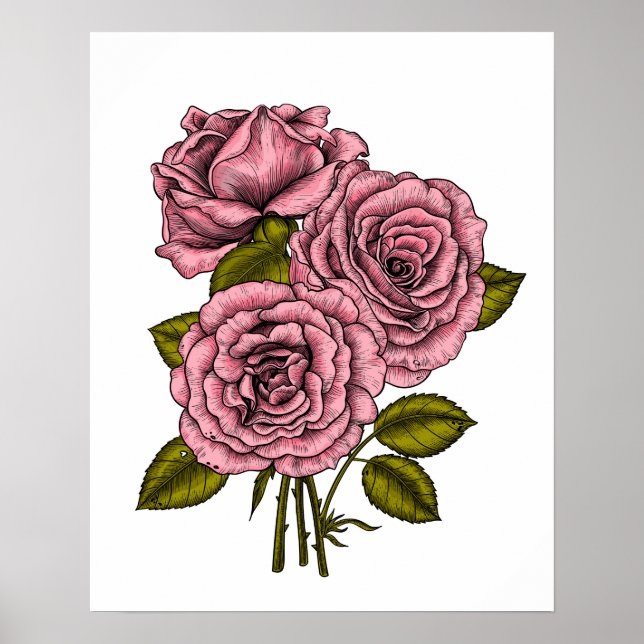 Poster Buquê rosa-rosas (Frente)